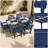 7-Piece HDPE Outdoor Patio Dining Set with Rectangular Table, Umbrella Hole and Armchairs, All-Weather Patio Furniture-1397900753-1397900752
