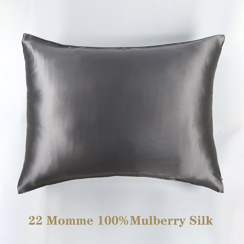 100% Mulberry Silk Pillowcase, Charcoal Gray, King Pillowcase