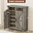 32'' Farmhouse Shoe Storage Cabinet with Barn Doors, Wood Entryway Organizer with 2-Tier Open Shelf and Adjustable Shelves-1290599907
