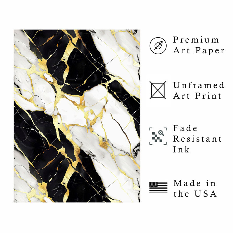 «Abstract Geode Black», reproduction d'art moderne sans cadre, H 36 po x l 24 po