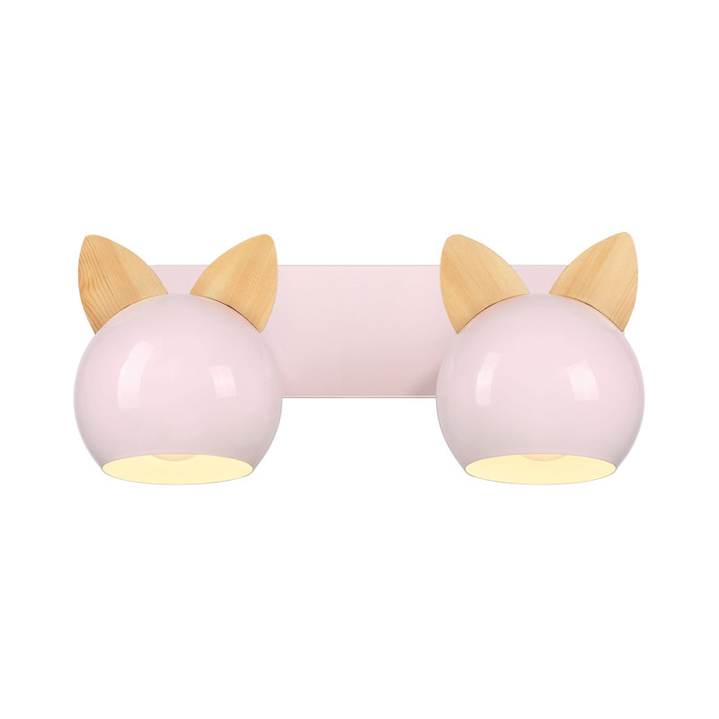 Applique murale Topsy à 2 lumières, Oreilles de chat, Petal Pink
