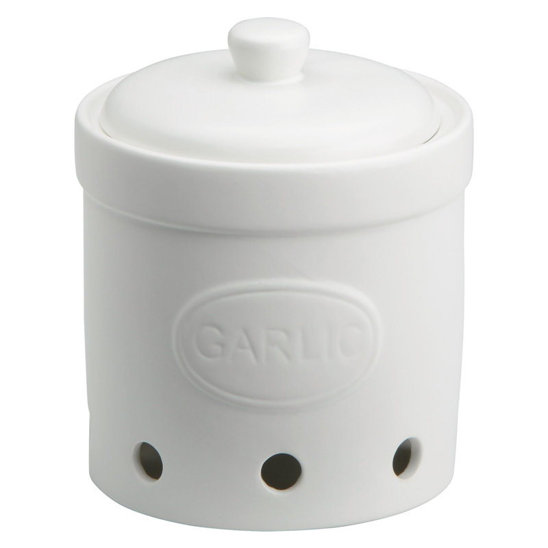Garlic Storage Jar, White
