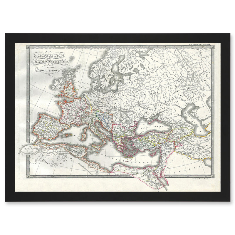 Roman Empire Divided East West Ancient Rome 1850 Map - Single Picture Frame Print