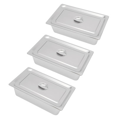 OUKANING 13'' x 21.06'' Non-Stick Stainless Steel Food Plate with Lid