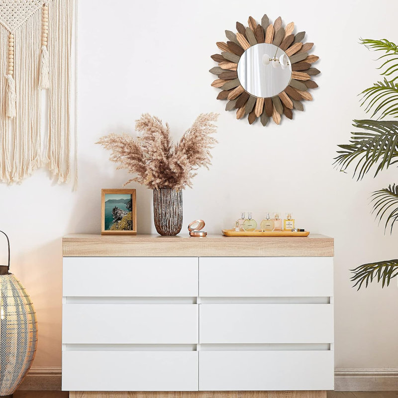 Sunburst Mirror, Brown/Dark Brown Wood