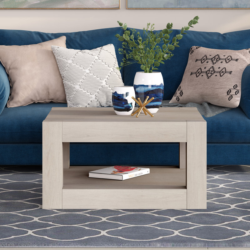 Table basse avec rangement Hughes, Aulne blanc