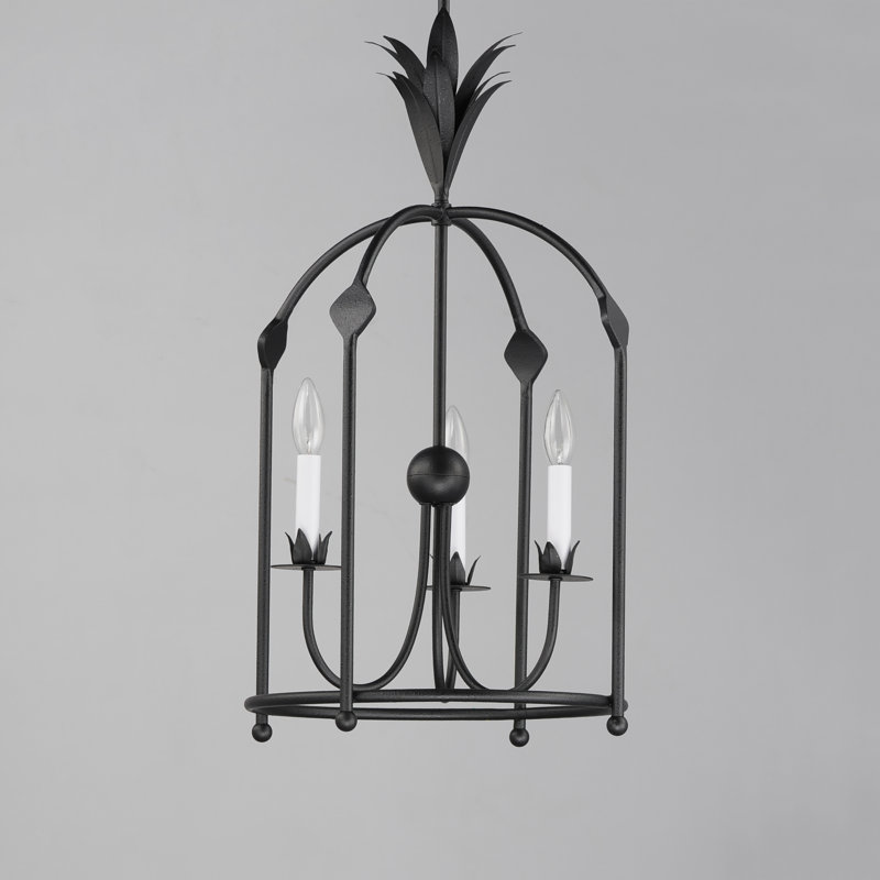 Anthracite 3-Light Black Metal Birdcage Chandelier