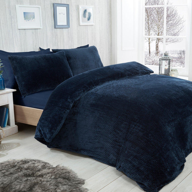 Buchanan Polyester Solid Colour Duvet Cover Set with Pillowcases Included, Kingsize - 2 Standard Pillowcases, Silver