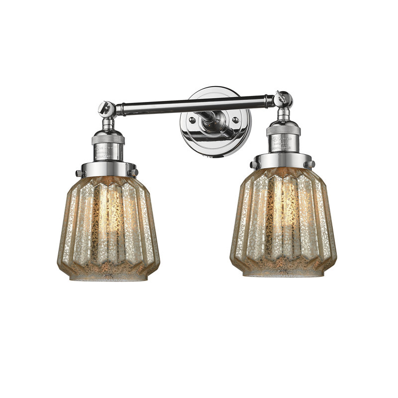 Éclairage pour salle de bain 2 lumières Vinson, Ampoule DEL 6 watts Vinage, Plaqué mercure, Chrome poli