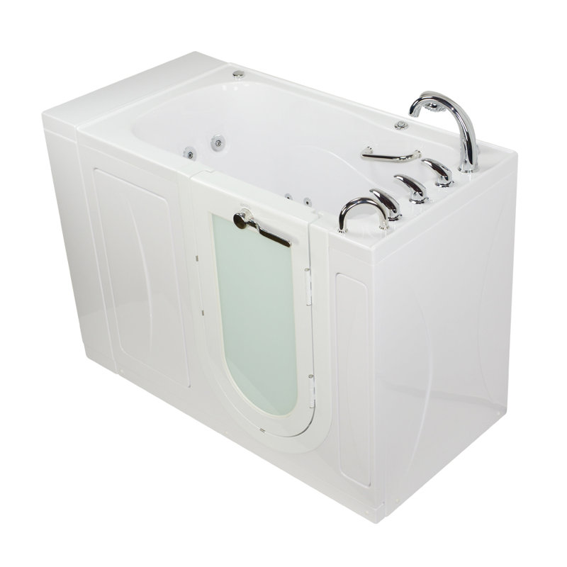 Ella Capri 30"x52" Acrylic Hydro Massage Walk-In Bathtub with Right Outward Swing Door, Heated Seat, 5 Piece Fast Fill Faucet, 2" Dual Drain