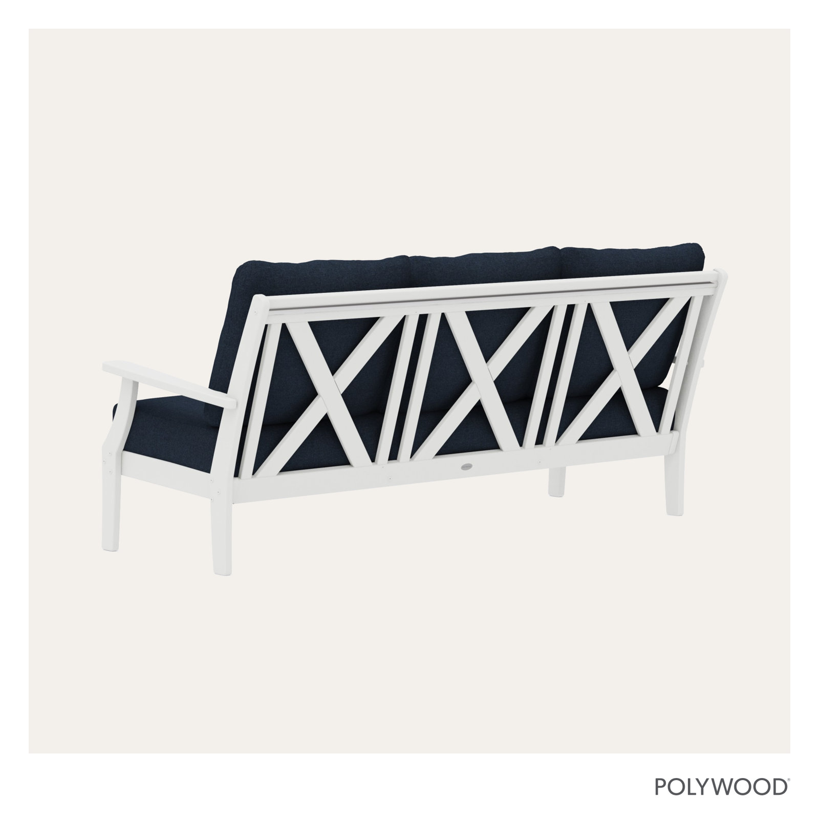 Braxton Deep Seating Sofa, White, Marine Indigo