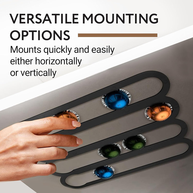 Espresso Black Wall-Mounted Coffee Capsule Holder for 20 Pods