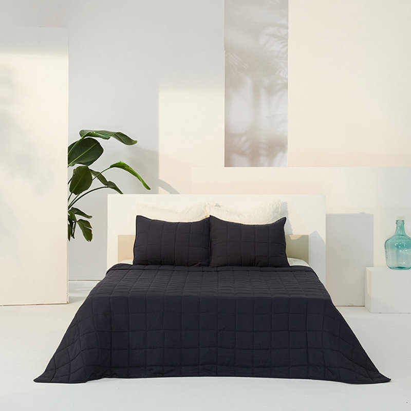 Ensemble de courtepointe en microfibre 3 pièces Mcmakin, Très grand, Gris ardoise