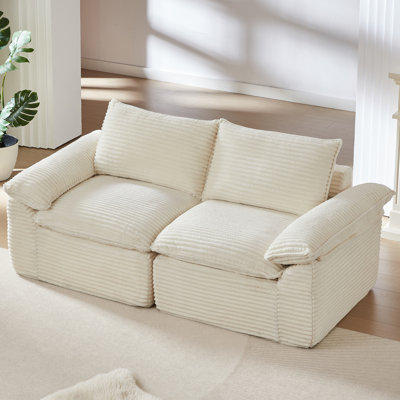 Modern Corduroy Cloud Sofa Plush Loveseat for Living Room, Apartment, or Office