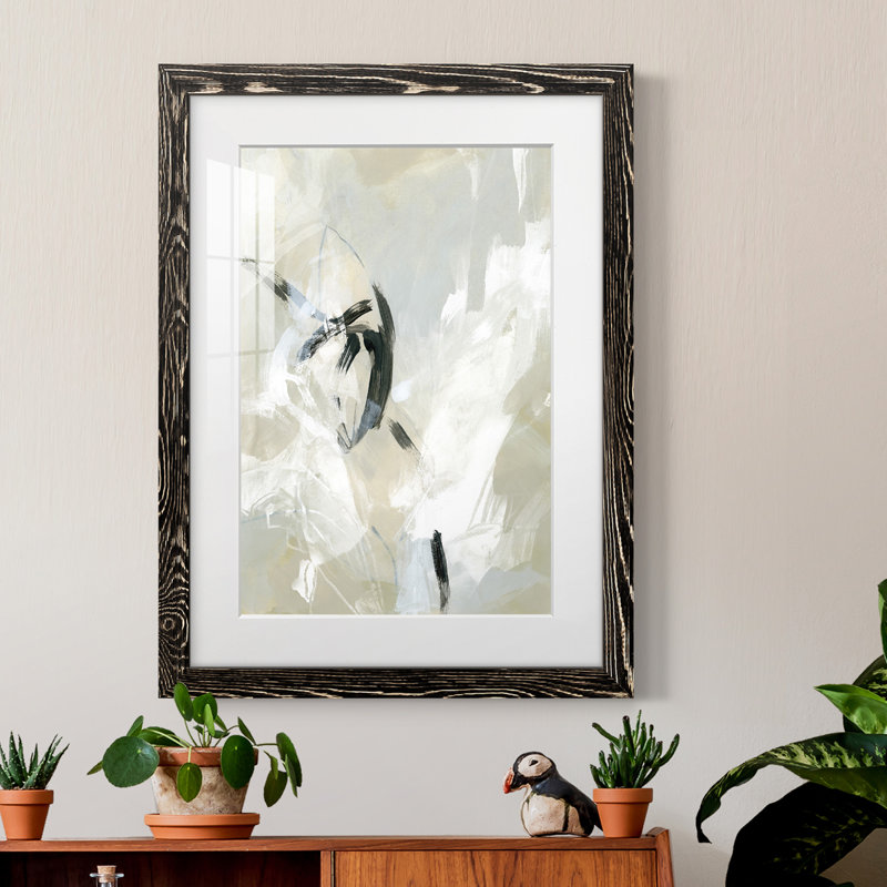 Scribble Veil II - peinture encadrée, Cadre noir, H 20 po x l 17 po x P 1 po
