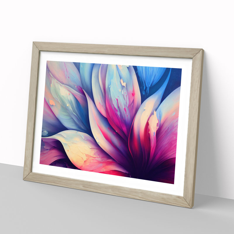 Colourful Flowers Vol.4 Abstract - Single Picture Frame Painting, Oak Framed, 34cm H x 46cm W x 2cm D