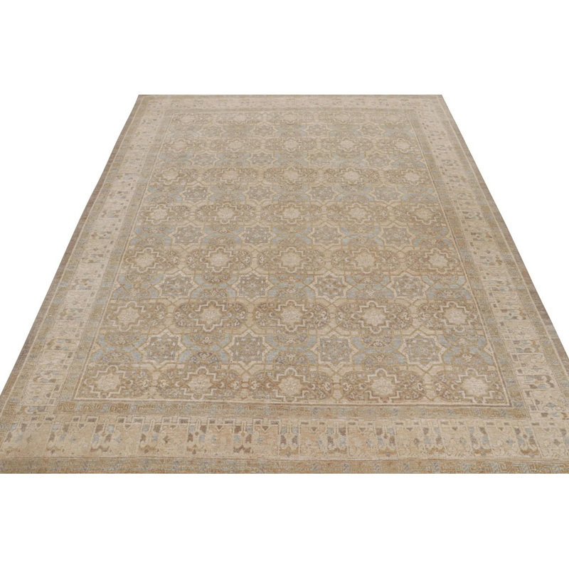 Hand Knotted Silk Area Rug in Brown