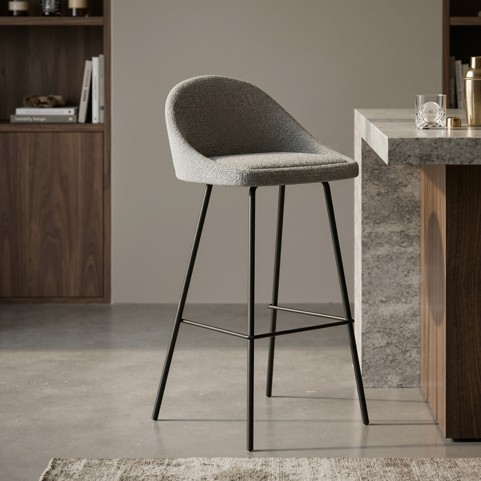 Holmes Bar Stool, Gray, Bar Stool (29.5" Seat Height)
