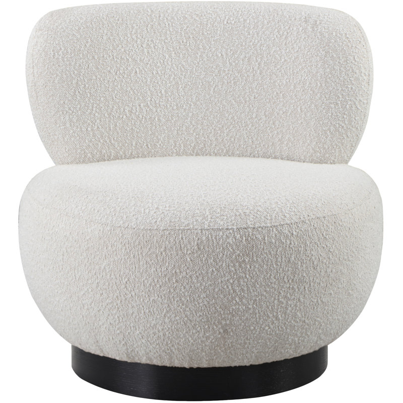 Fauteuil d'appoint Calais, Tissu crème bouclé, Noir