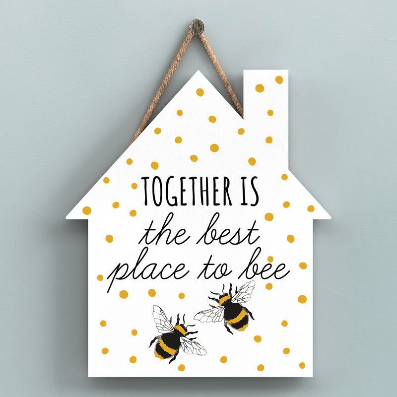 Bee Together Is the Best Heart Wooden Plaque Wall Décor, 18.5cm H x 16cm W x 0.9cm D
