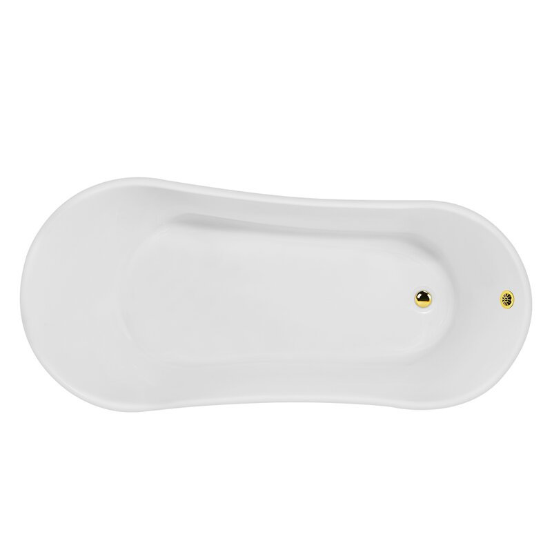 67" Streamline Clawfoot Soaking Acrylic Bathtub, Polished Gold, Polished Gold