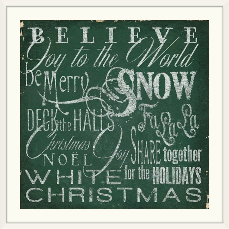 « christmas art type iv » par elizabeth medley, art textuel, H 32 po x l 32 po x P 1 po, Cadre blanc