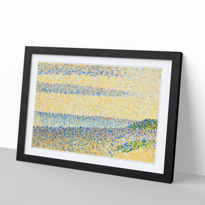 Seascape at Gravelines by Georges Seurat - Picture Frame Painting, Black Framed, 27cm H x 36cm W x 2cm D