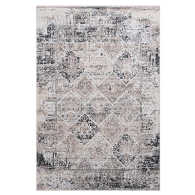 Loom & Collection Area Rug 8X10, Cream/Anthracite, Non-Shedding, Stain , Fits Living Room, Dining, Office 8X10 Cream/Anthracite , Perfect For Entryway,