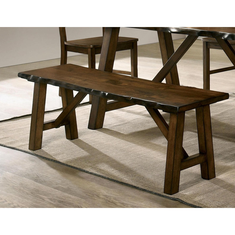 Banc de salle à manger en bois massif avec finition noyer rustique, conception Live Edge et siège vieilli | Idée de cadeau