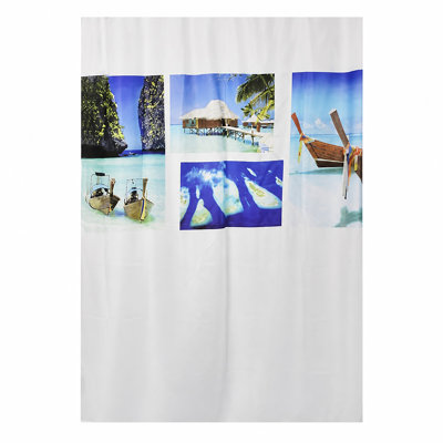 Paradise Beach Extra Long Shower Curtain Polyester