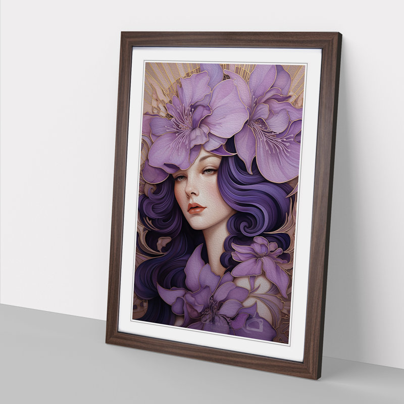 Lavender Flower Deco - Framed Print, Walnut , 34cm H x 25cm W x 2cm D