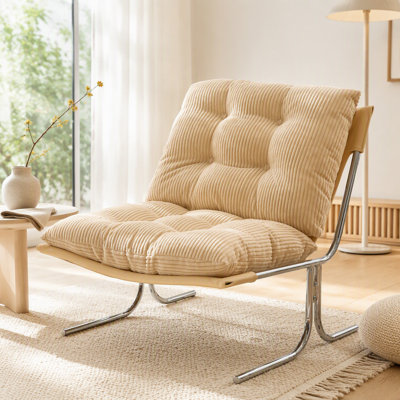 Modern Accent Chair, Comfy Living Room Chair with Metal Chrom Frame, Upholstered Soft Cushion Sofa Chairs for Home Office,Bedroom,Dining Room