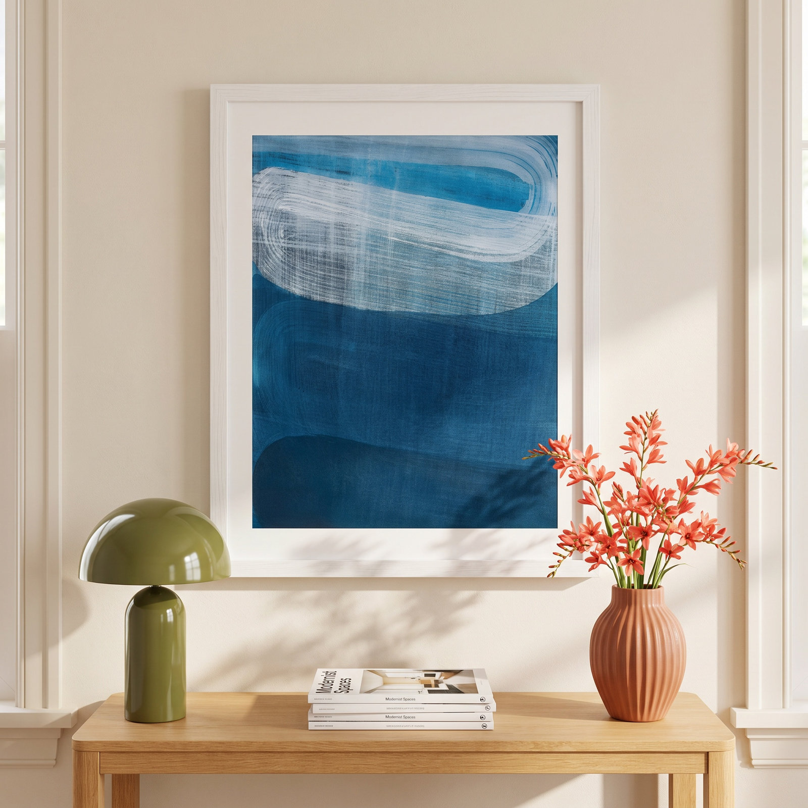 Doyers "Tidal Blues" Print by Stephanie Dennis, 25" H x 20" W  x 1.25" D, White
