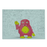Ambesonne Science Cutting Board Large Size Funny Smart Monster Yellow White and Pink
