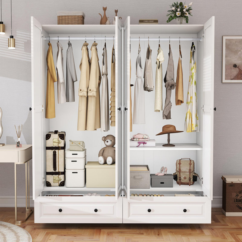 Armoire 74 "avec 2 tiroirs , Blanc