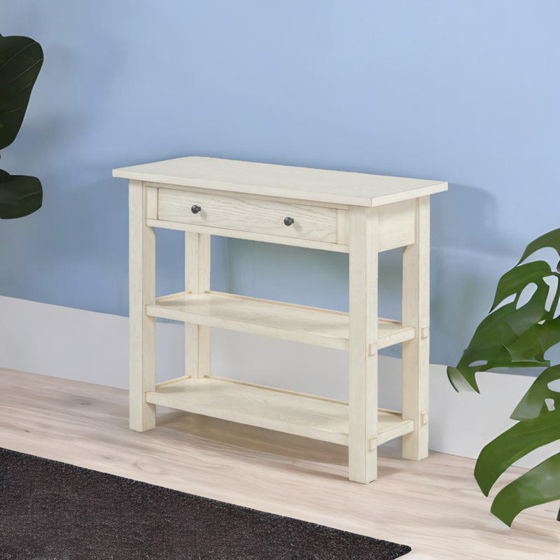 Console Table With Drawer & Shelves, Gray Wash