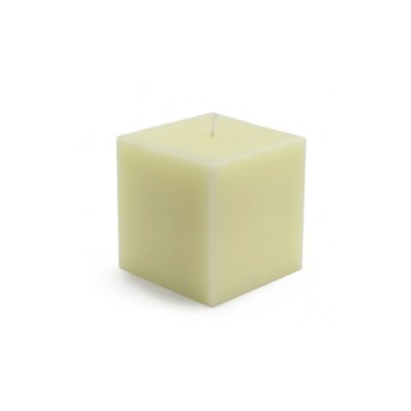 Square Pillar Candle, Set of 12, Ivory, 3" H x 3" W x 3" D