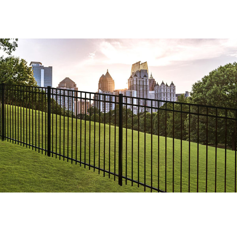 FORTRESS A2 2.5-in x 2.5-in x 6.5-ft Gloss Black Aluminum Flat Top and Bottom Design Gate End Post for Pool Application