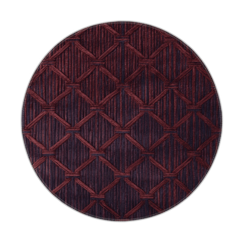 Tapis rouge intérieur et extérieur Trellis, Rond 5 pi