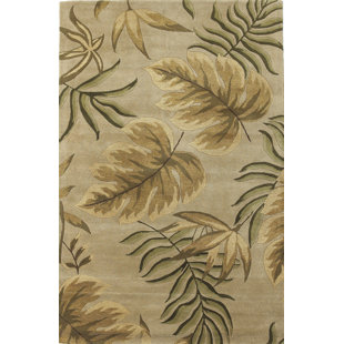 Jailyn Floral Handmade Tufted Wool Dark Beige Area Rug