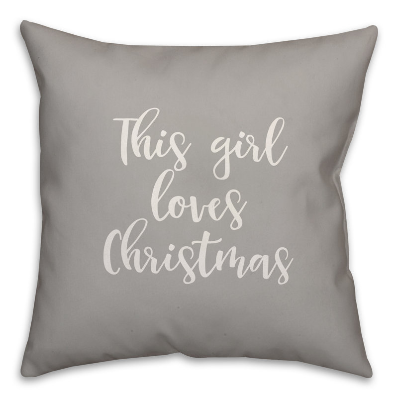  Coussin This Girl Loves Christmas, Gris, Housse de coussin