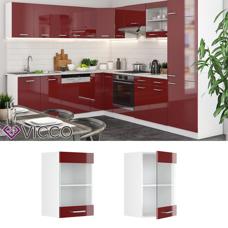 Kamelya Glossy Wall Unit, Bordeaux