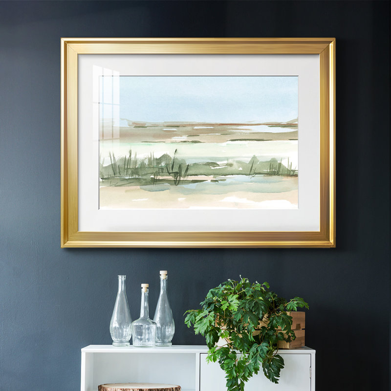 Peaceful Lowland I-FramedFramed Print W biseauté mat et verre, Or, H 15 po x l 21 po x P 1,5 po