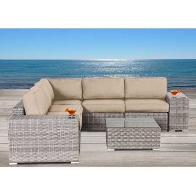 Tonioni Resort Grade Fully Assembled 8 Piece Sunbrella Sectional Seating Group