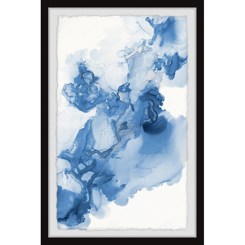 Blue Drips - Single Picture Frame Painting, 45cm H x 38cm W x 3.81cm D