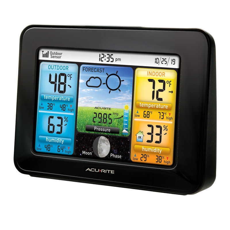 AcuRite Weather Station Forecaster with Color Display for Temperature, Humidity, Hyperlocal Forecast, and Built-In Barometer (02077M)