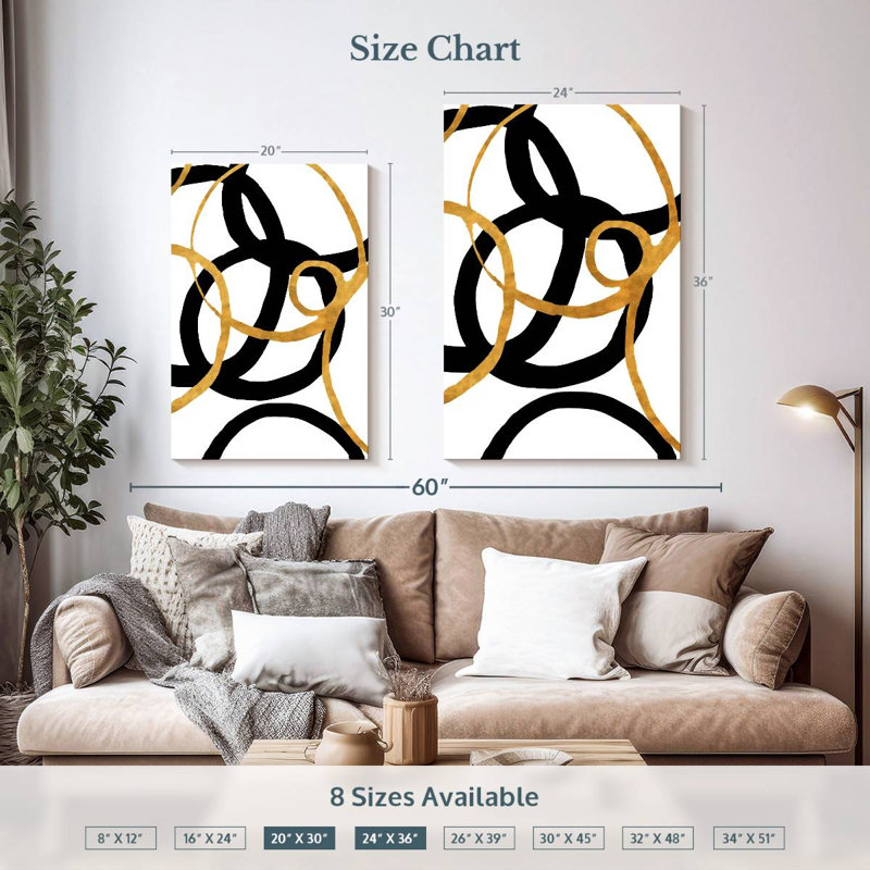 Avery Black And Gold Stroke II, 30" H x 20" W