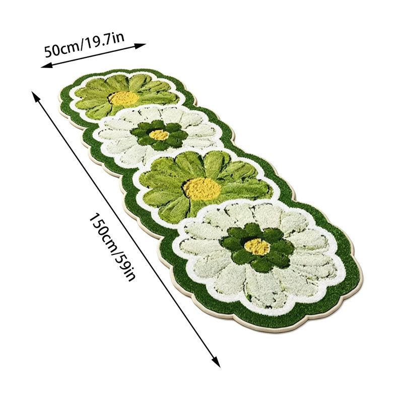 Tapis durable antidérapant à motif floral, B5 59x19.7in