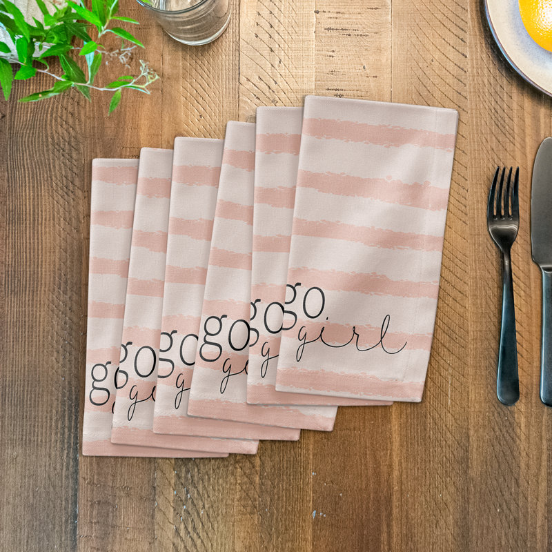 Serviette en coton 10 po Go Girl, Crème / rose