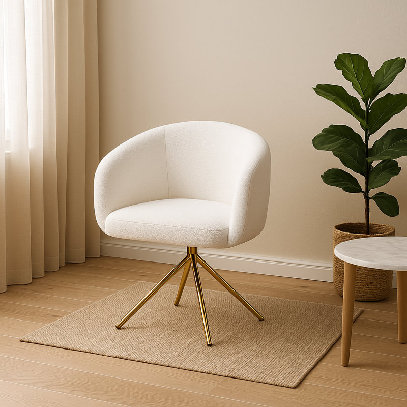 Fauteuil blanc Constante avec pieds dorés